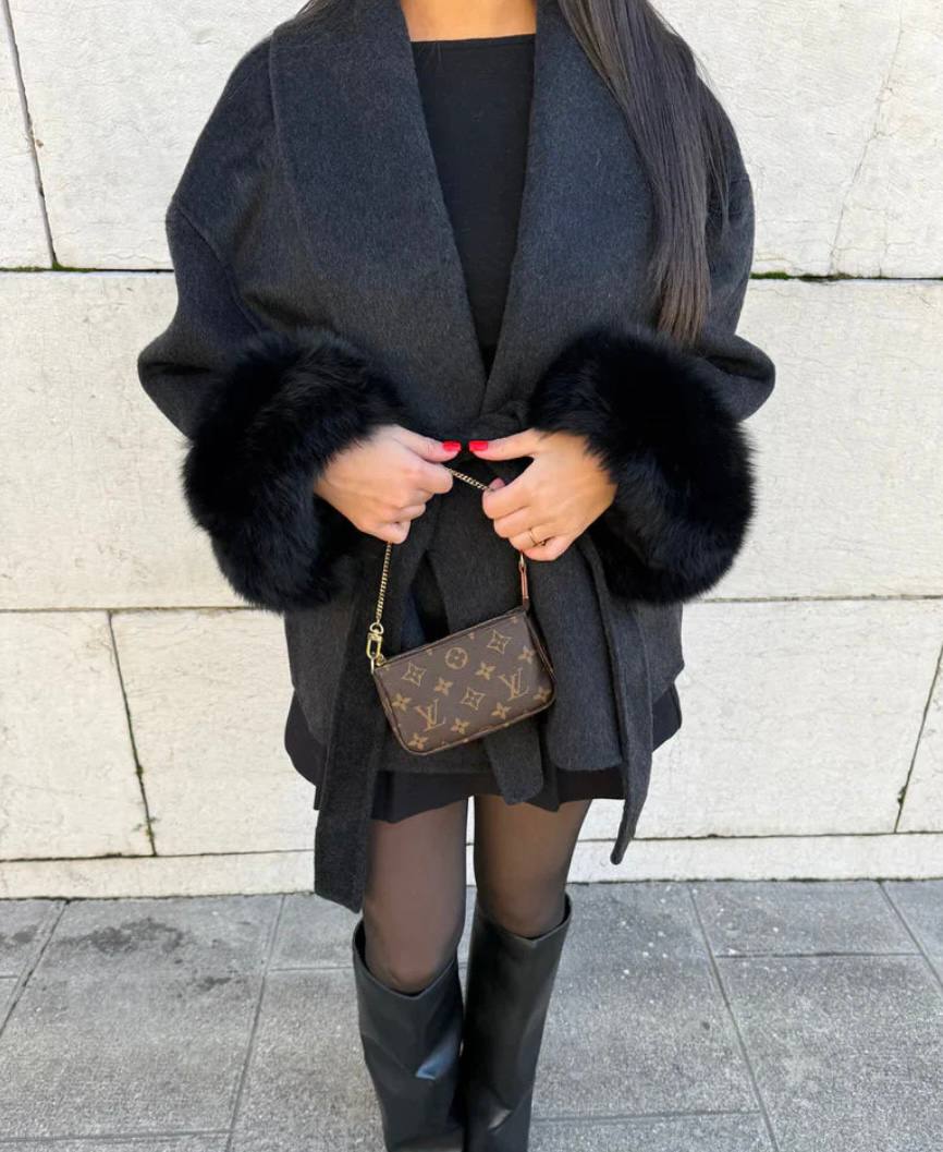 Elegance Wool Coat with Fur™