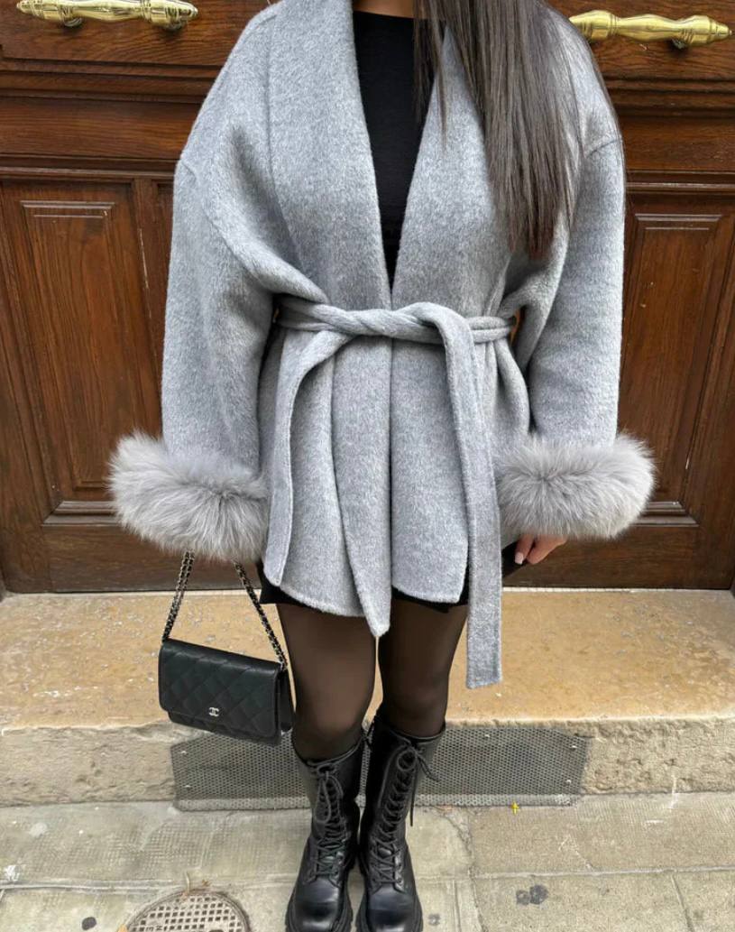 Elegance Wool Coat with Fur™